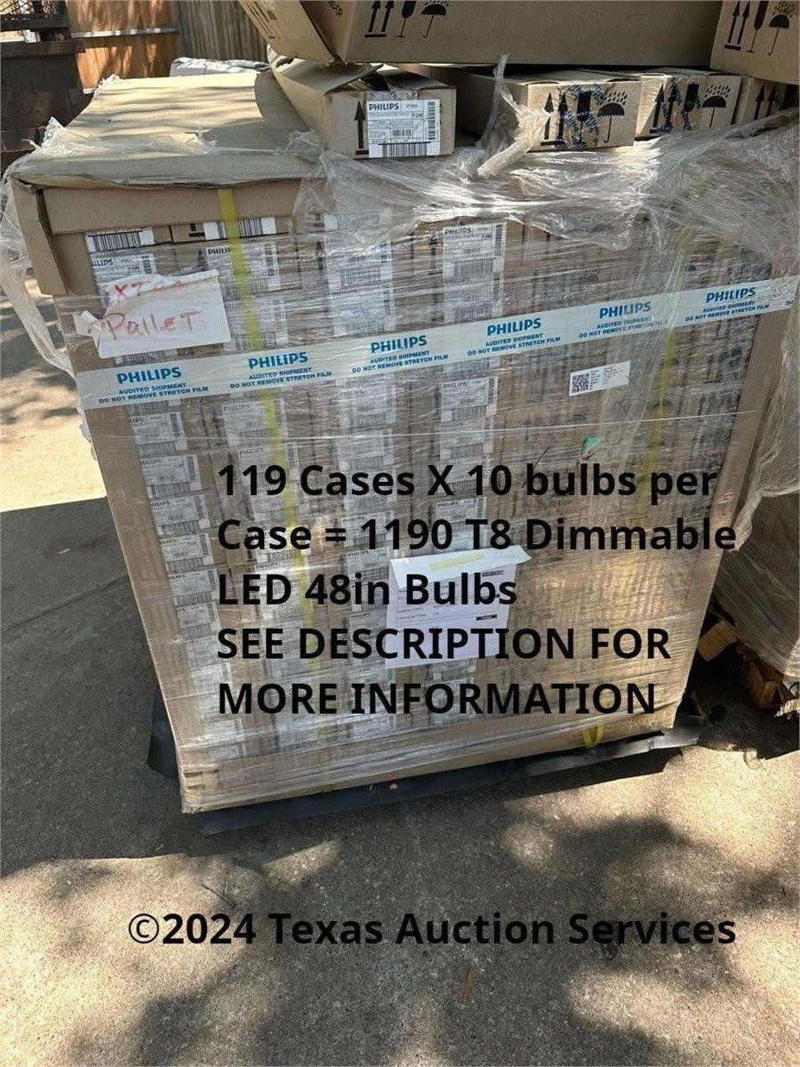 $11,067 Pallet of 119 Cases 1,190 LED T8 48" Bulbs
