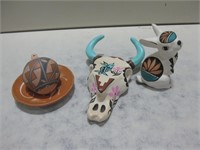 Four Signed Pottery Pieces Longest 7"