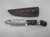 10" Damascus Knife W/Sheath Blade 5"