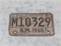 1968 New Mexico Motorcycle License Plate