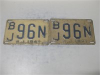 Two Matching 1947 New Jersey License Plates