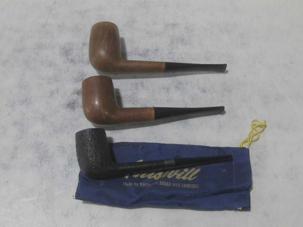 Three Vtg Smoking Pipes Kriswill Chief