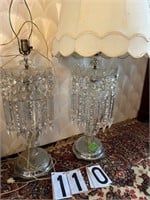 Pair of Crystal Lamps w/Prisims 45”