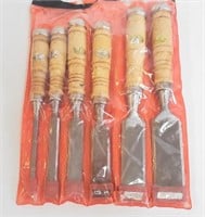 6 piece Chisel Set in Slotted Storage Bag