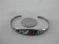 Sterling Silver Signed Zuni N.M. Cuff Tested
