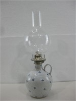 18" Vtg Signed Ceramic Oil Lamp