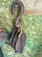 Large, antique pulley