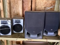 Two sets of speakers,