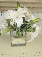 Decorative Glass Base Faux Flower Plant