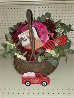 Basket of Decorative Valentine's Day Items