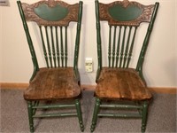 Pair of antique pressed back chairs