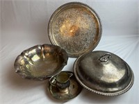 Large Lot Of Silver Plated Vintage Serving Dishes