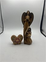 Mother Daughter and Child Wood Figurine and more
