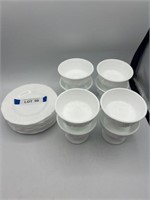 Milk Glass Dessert Cups with Underlaying Plates
