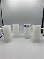 Lot of 4 Federal Milk Glass Beer Mugs or Steins