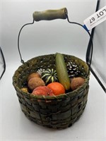 Basket of Plastic Fruit and Veggies