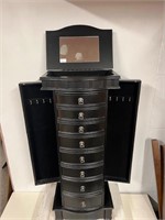 Black Painted Standing Jewelry Armoire