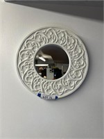 Round White Framed Mirror