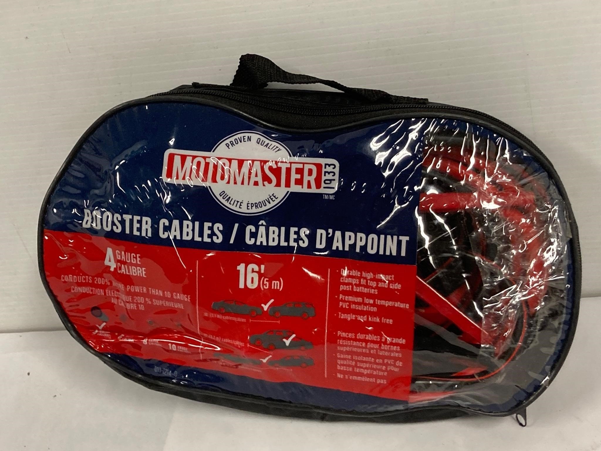 Motomaster booster cables. 16 ft. Unused