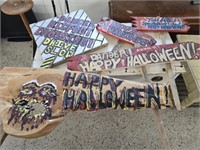 Lot of wood Halloween signs