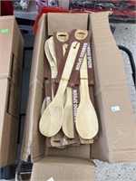 Box lot of bamboo spoons
