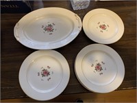 5 Salad plates (1 with chip) and oval platter