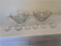 2 matching punch bowls with grape pattern and