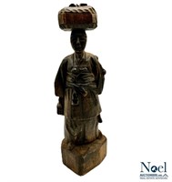 Handcarved Wooden Oriental Women w/ Child