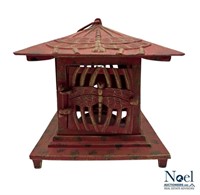 Dragonfly Red Cast Iron Japanese Pagoda Lantern
