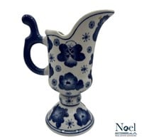 Blue & White Porcelain Chinoiserie Footed Vestal