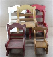 5 Vintage Baby Doll Chairs Various Sizes