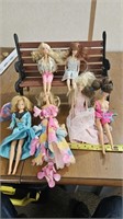 1960s Barbie dolls and doll bench