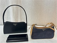 Black Purse, Denim Purse, Black Wallet