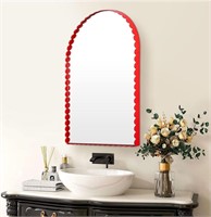 Arched Wall Mirror Decor 30×20 Inch,  Anyroom(Red)