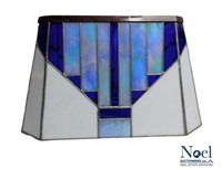 White Blue Art Deco Style Stained Glass Lamp Shade