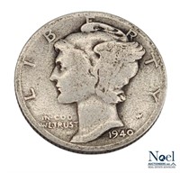 1940 D Mercury Head 10 Cent Dime