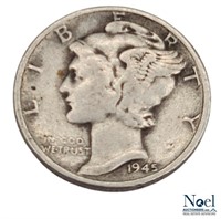 1945 Mercury Head 10 Cent Dime