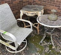 Swivel Lawn chair & White & Black side table