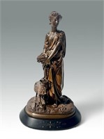 YOUNG BEAUTY WITH LAMB BRONZE SIGNED L. PILET
