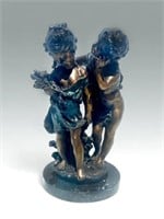 BRONZE OF YOUNG CHILDREN FROLICKING AFTER MOREAU