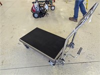 Haul Master hydraulic table cart, 1000 lb cap.
