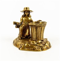 Kneeling Girl & Basket Figural Match Holder