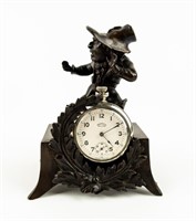 Bronze Man With Hat Pocket Watch Holder