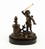 Bronze Blindfolded Child Matchstick / Candleholder