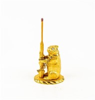 Cast Metal Bear Chained To Tree Matchstick Holder
