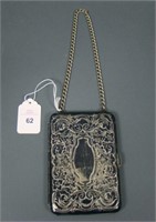 Victorian Era Silver Decorated Hanging Case Purse