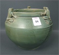 Beautiful Matte Pottery Bowl with Frog Motif