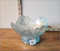 LE Smith blue luster candle holder vintage 1980s