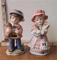 HOMCO STATUES victorian boy and girl