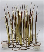 Brass & Copper Cattail Candle Holder Piece